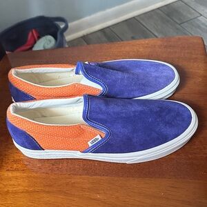 Vans Men's Vibrant Blue and Orange Slip-Ons